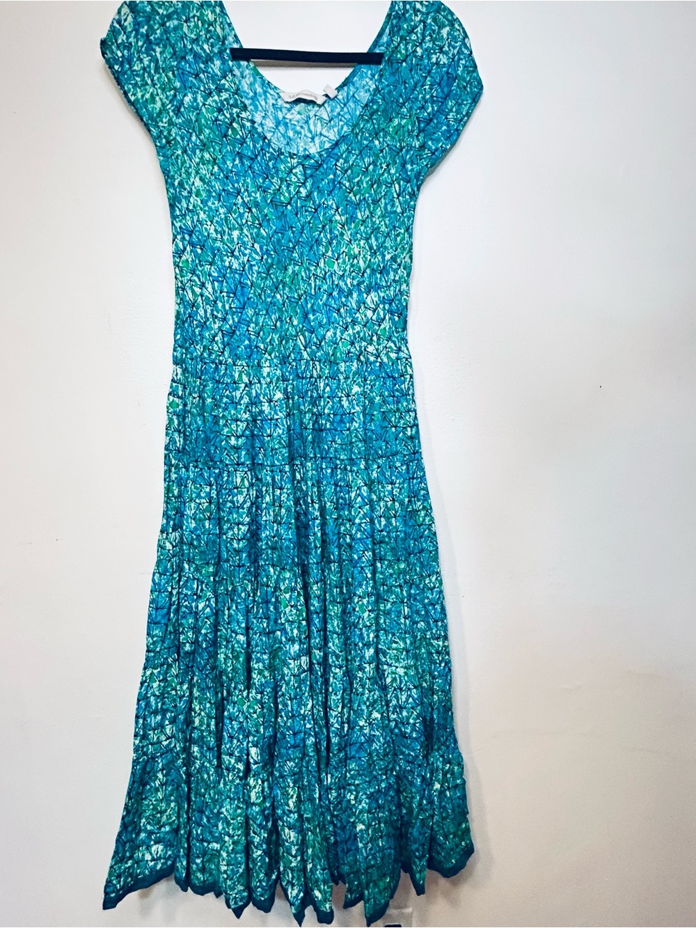 Soft Surroundings PS Women’s Teal Patterned V-Neck Summer Dress